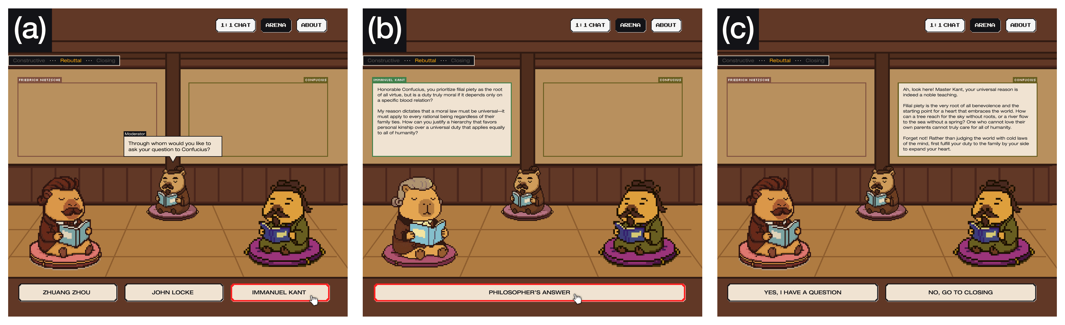 SophyBARA: Reviving Philosophical Discourse through Anthropomorphic Capybara Agents visual 2